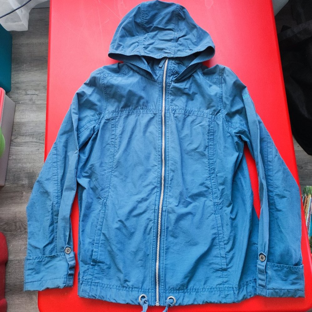 Columbia canvas windbreaker with hood full zipper muted blue women's size L